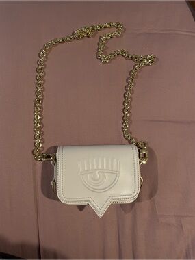 Chiara Ferragni Lilac Leather Mini Bag with Gold Chain